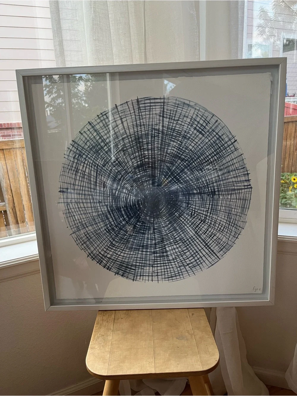 Blue Embossed Tree Ring Framed Wall Art